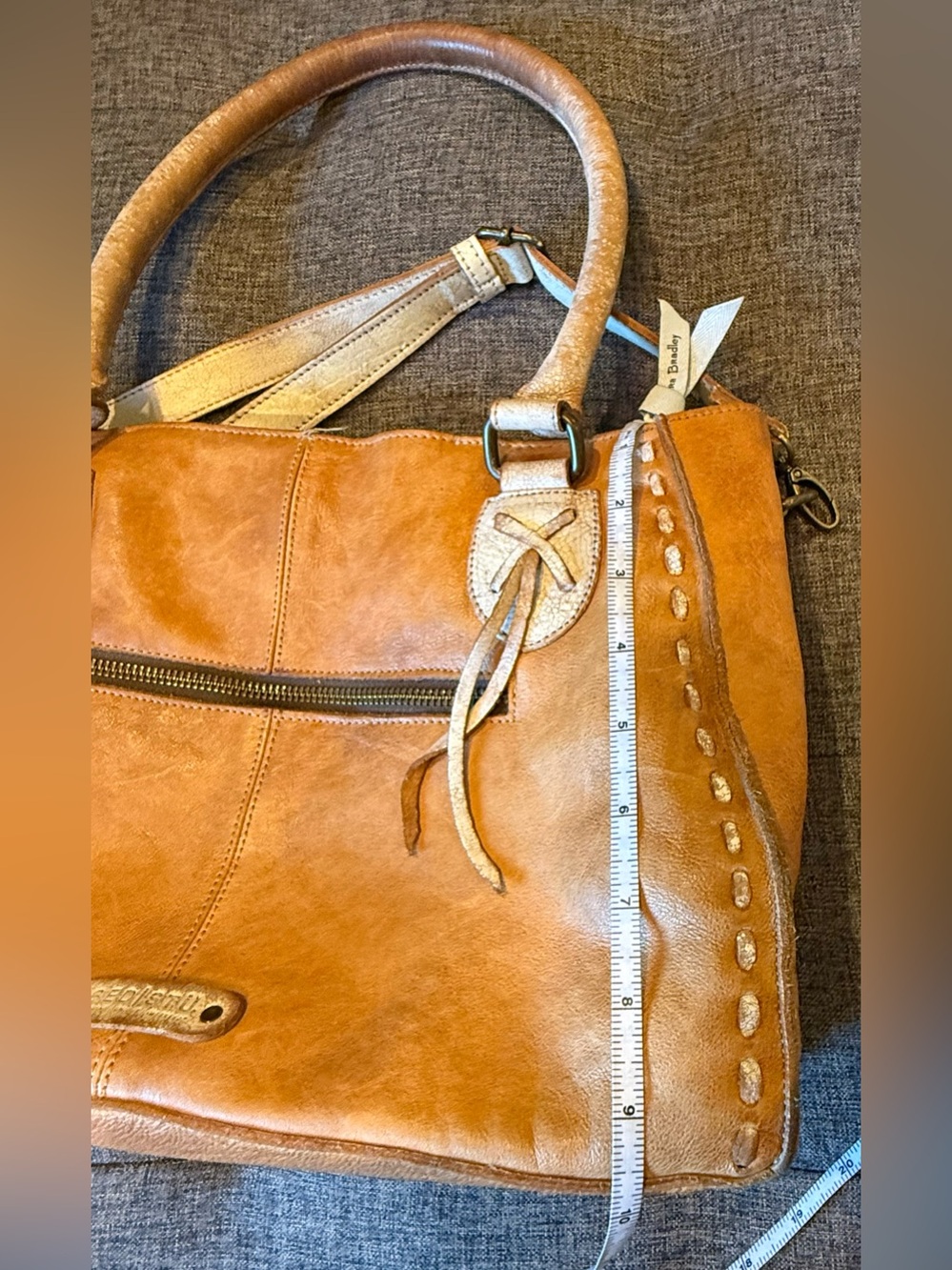 Bed|Stu Rockababy Oats Icicle Rustic Leather Shoulder Bag with Dual Handles - Picture 16 of 16